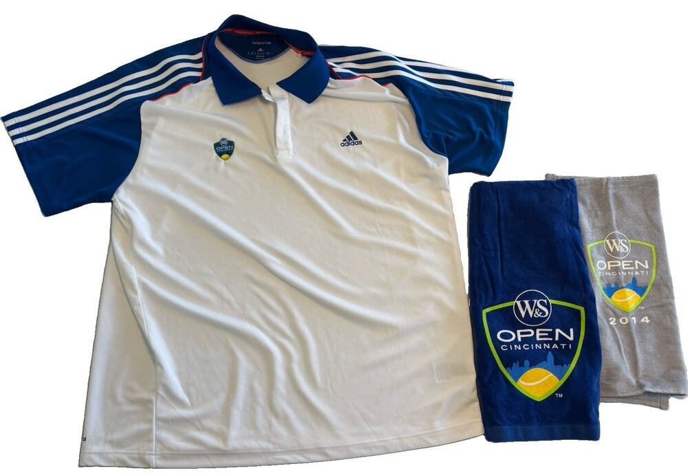 Adidas Response Tennis Polo Climacool 2XL-W&S Open Cincinnati & 2 Towels Read